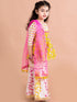 Girls Yellow Floral Printed Pure Cotton Kurti With Sharara With Dupatta